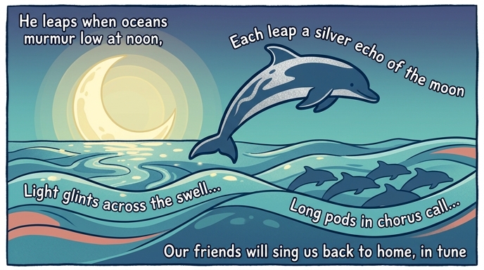 AI-generated illustration of the dolphin poem